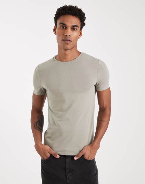 ASOS DESIGN – Essentials – Salviagrön t-shirt i muscle fit - view 1