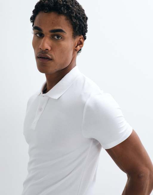 ASOS DESIGN Essentials set van 2 muscle fit poloshirts in wit en stone piqué, 5 van 5