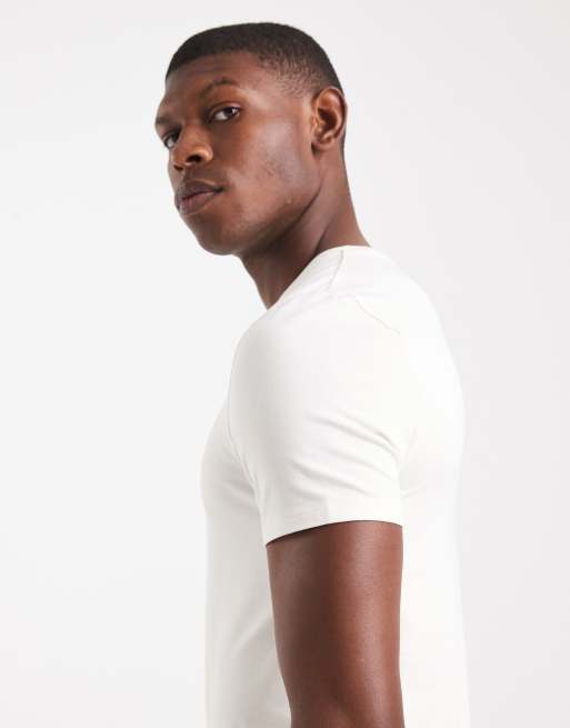 ASOS DESIGN - Essentials - Set van 2 muscle fit T-shirts in antracietgrijs en wit, 4 van 5