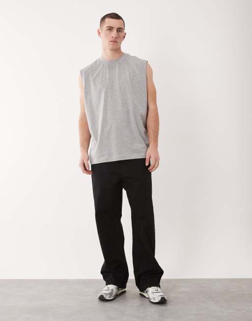 ASOS DESIGN - Essentials - Set van 2 oversized tanktops in zwart en grijs, 2 van 5