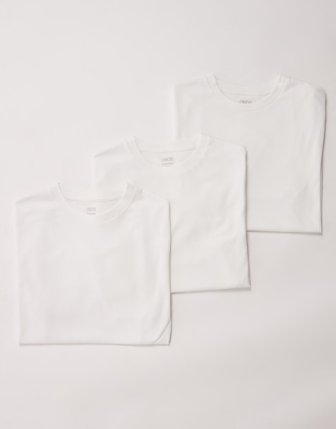 ASOS DESIGN - Essentials - Set van 3 regular-fit T-shirts in wit - view 1