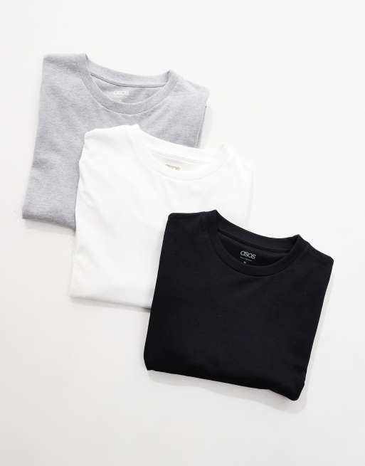 ASOS DESIGN - Essentials - Set van 3 T-shirts met ronde hals in verschillende kleuren