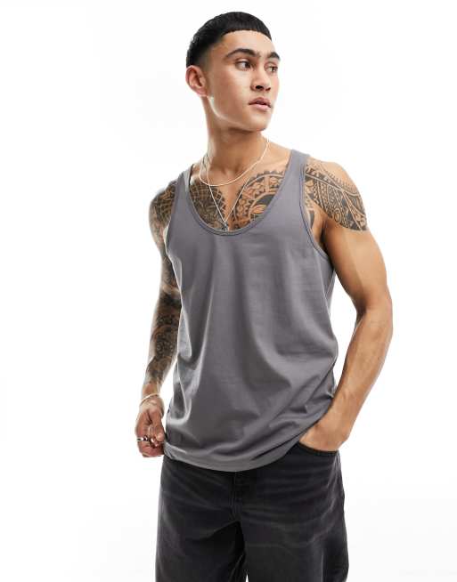 ASOS DESIGN essentials singlet in charcoal | ASOS