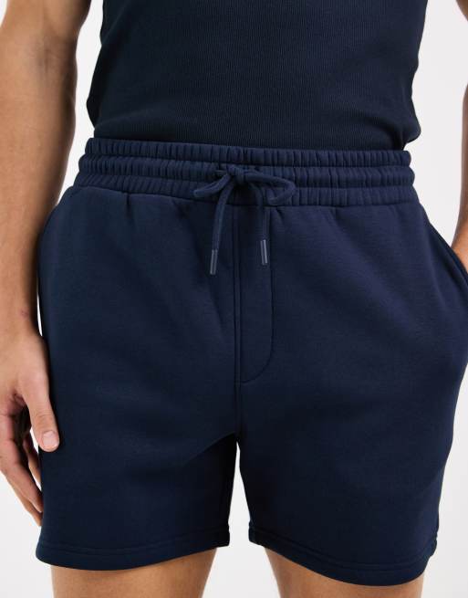 ASOS DESIGN essentials slim fit jersey shorts in navy, 4 of 5