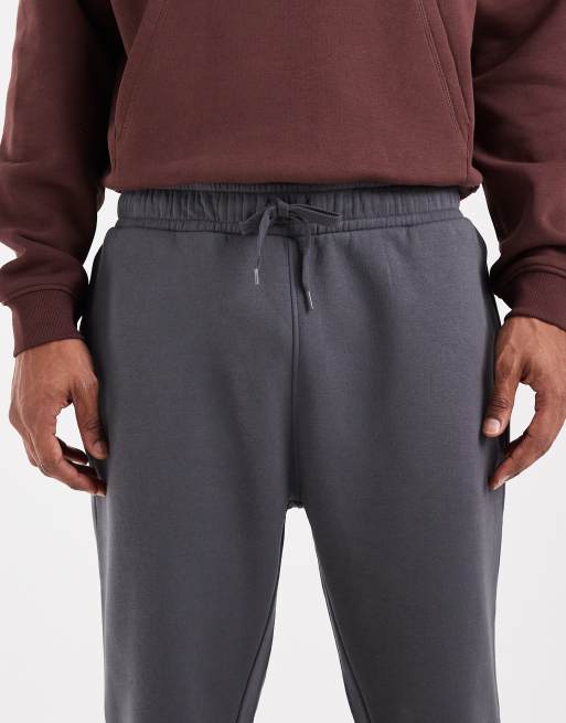 ASOS DESIGN essentials slim fit trackies in charcoal, 5 of 5