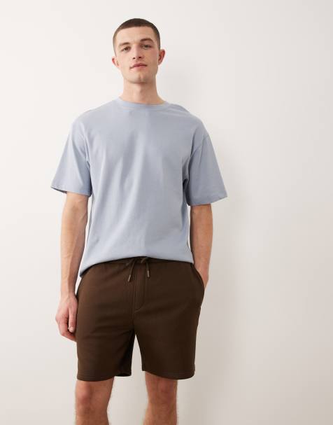 ASOS DESIGN essentials slim mid length jersey shorts in brown (part of a set) - view 1