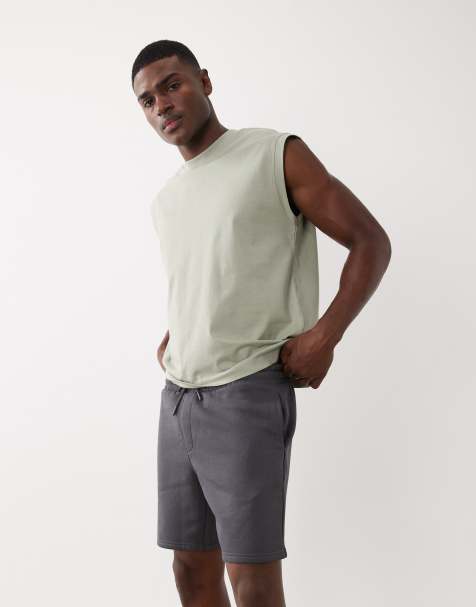 ASOS DESIGN essentials slim mid length jersey shorts in charcoal - view 1