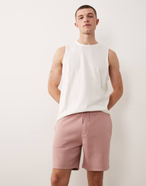 ASOS DESIGN essentials slim mid length jersey shorts in dusty pink - view 1