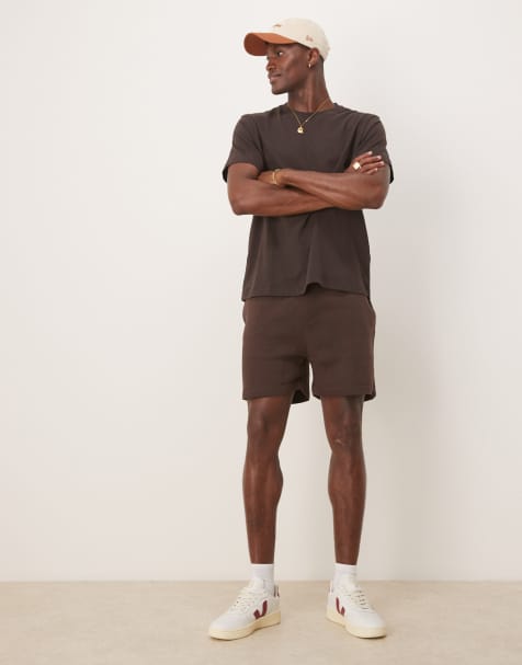 ASOS DESIGN essentials slim shorts in dark brown  - view 1