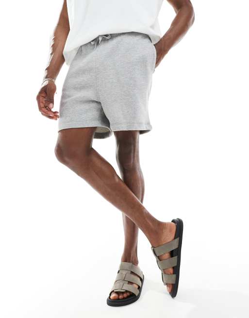 ASOS DESIGN essentials slim shorts in heather gray, 4 of 5
