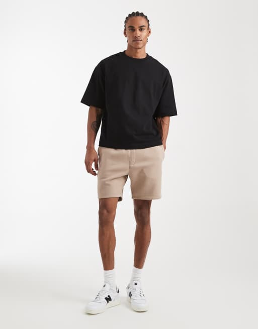 ASOS DESIGN - Essentials - Smalle halflange jersey short in beige, 2 van 5
