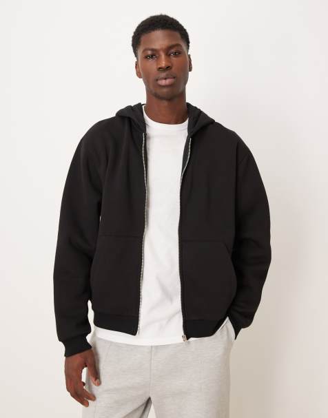 ASOS DESIGN - Essentials - Sort afslappet hættetrøje med lynlås og firkantet pasform - view 1