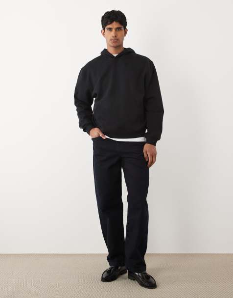 ASOS DESIGN - Essentials - Sort firkantet hættetrøje - view 1