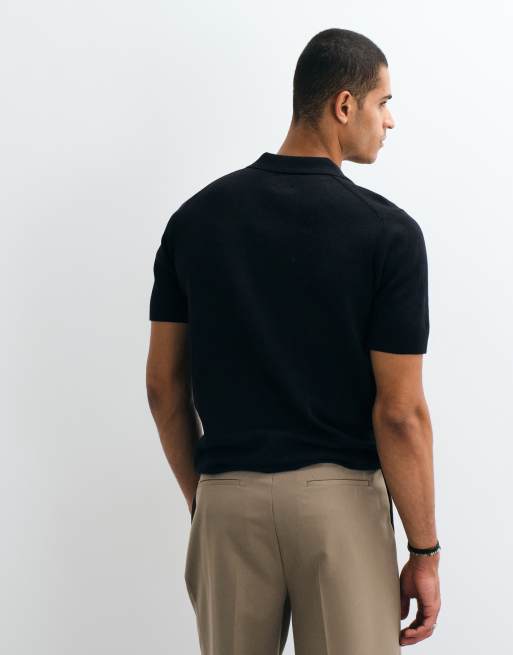 ASOS DESIGN - Essentials - Sort polo i strik af bomuldsblanding med lynlås, 5 af 5