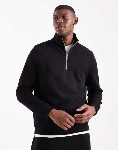 ASOS DESIGN - Essentials - Sort sweatshirt med kort lynlås - view 1