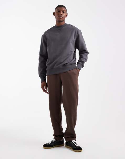 ASOS DESIGN essentials sraight leg jogger in brown 