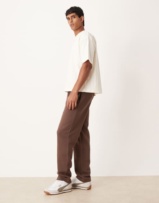 ASOS DESIGN essentials straight leg jogger in brown , 3 of 5