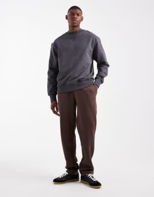 Asos Design Essentials Straight Leg Sweatpants In Brown