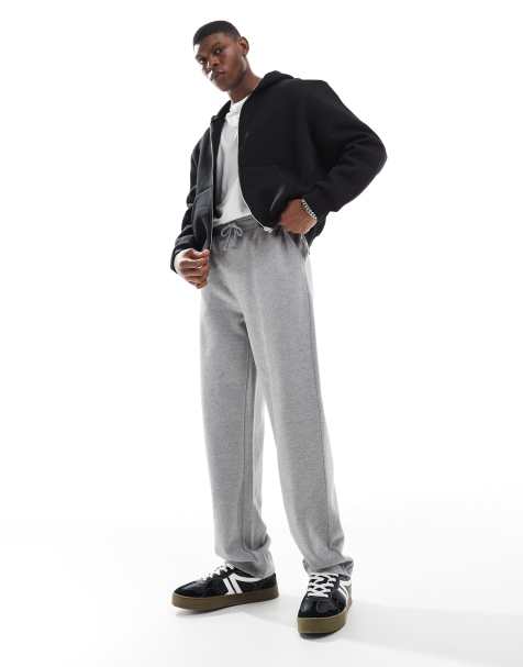 ASOS DESIGN essentials straight leg trackies in grey marl - view 1