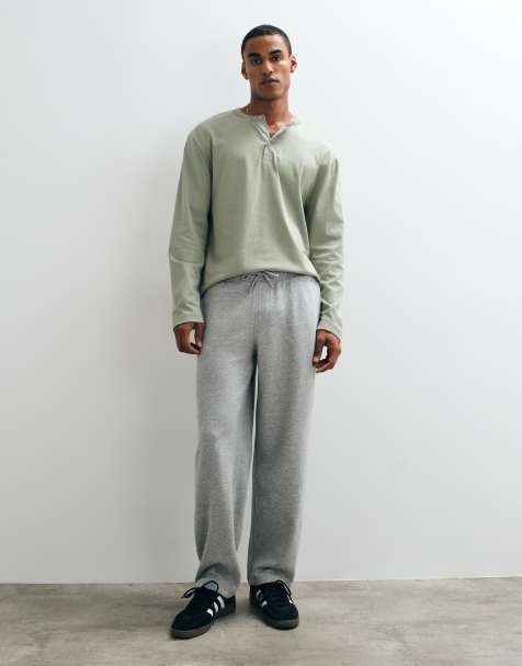 ASOS DESIGN essentials straight leg trackies in grey marl - view 1