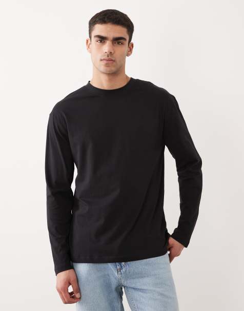 ASOS DESIGN – Essentials – Svart, avslappnad t-shirt med långa ärmar - view 1