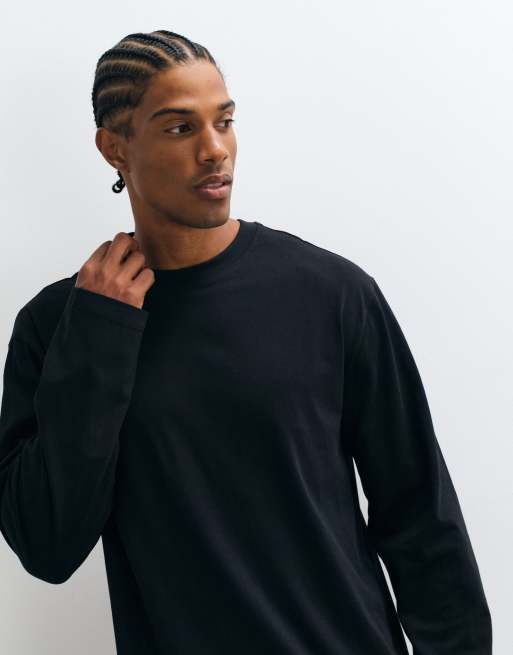 ASOS DESIGN – Essentials – Svart, avslappnad t-shirt med långa ärmar, 3 av 5