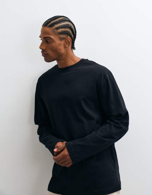 ASOS DESIGN – Essentials – Svart, avslappnad t-shirt med långa ärmar, 5 av 5