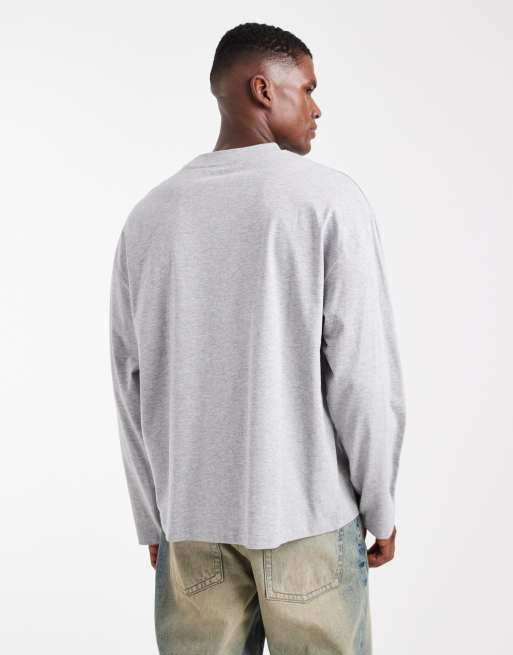 ASOS DESIGN – Essentials – Svart och gråmelerad t-shirt i oversize med långa ärmar, 2-pack , 3 av 5