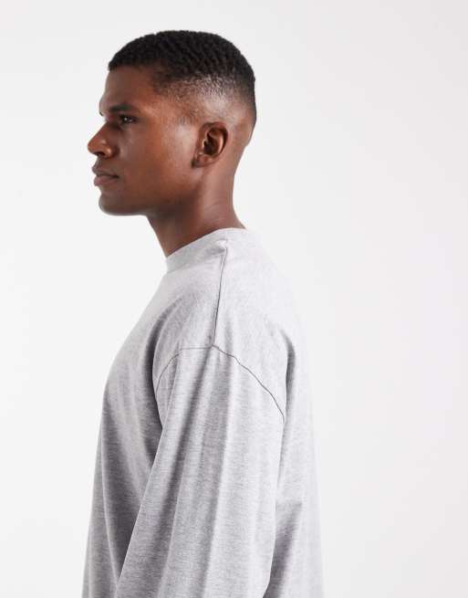 ASOS DESIGN – Essentials – Svart och gråmelerad t-shirt i oversize med långa ärmar, 2-pack , 4 av 5