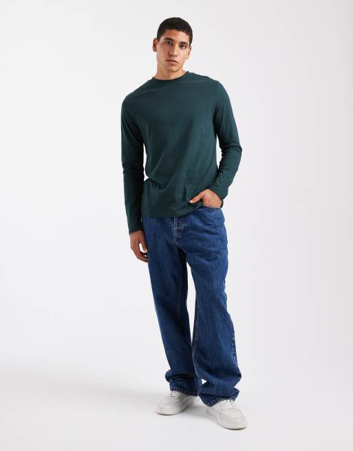 ASOS DESIGN – Essentials – Svart och mörkgrön t-shirt med långa ärmar, 2-pack , 2 av 5