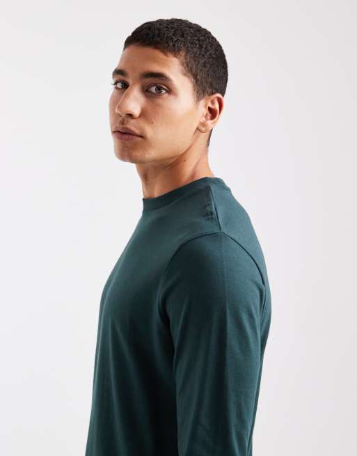ASOS DESIGN – Essentials – Svart och mörkgrön t-shirt med långa ärmar, 2-pack , 4 av 5