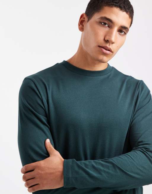 ASOS DESIGN – Essentials – Svart och mörkgrön t-shirt med långa ärmar, 2-pack , 5 av 5