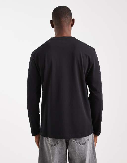 ASOS DESIGN – Essentials – Svart och vit, avslappnad t-shirt med långa ärmar, 2-pack, 3 av 5