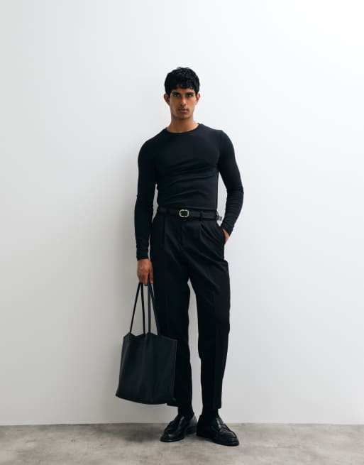 ASOS DESIGN – Essentials – Svart t-shirt i muscle fit med långa ärmar, 2 av 5