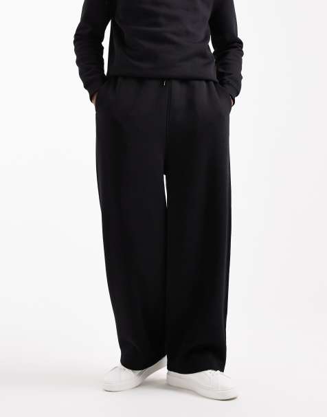 ASOS DESIGN – Essentials – Svarta mjukisbyxor med vida ben - view 1