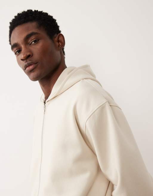ASOS DESIGN - Essentials - Sweat à capuche décontracté à fermeture éclair - Blanc cassé, 4 de 5