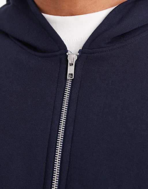 ASOS DESIGN - Essentials - Sweat à capuche décontracté à fermeture éclair - Bleu marine , 5 de 5