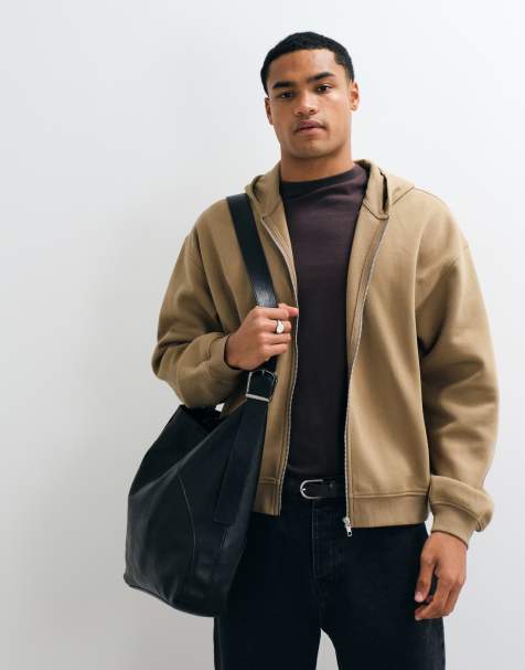 ASOS DESIGN essentials sweat à capuche oversize coupe carrée avec poches dans les coutures marron - view 1