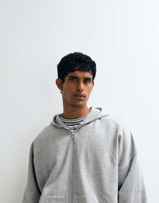 ASOS DESIGN - Essentials - Sweat à capuche ultra oversize à fermeture éclair - Gris chiné  , 4 de 5