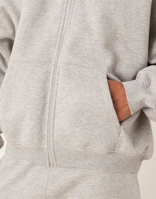 ASOS DESIGN essential extreme oversized zip through hoodie in gray heather
