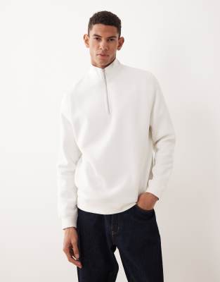ASOS DESIGN - Essentials - Sweat à col zippé - Blanc cassé