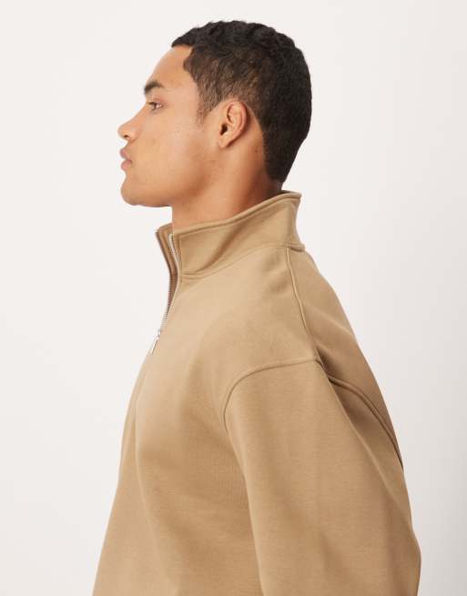 ASOS DESIGN - Essentials - Sweat décontracté à col zippé - Beige, 4 de 5