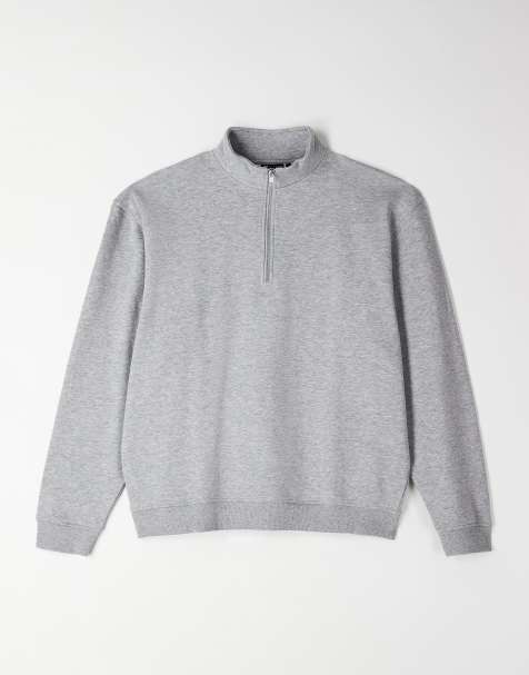 ASOS DESIGN - Essentials - Sweat décontracté à col zippé - Gris chiné - view 1