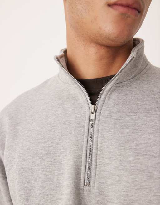 ASOS DESIGN - Essentials - Sweat décontracté à col zippé - Gris chiné, 5 de 5