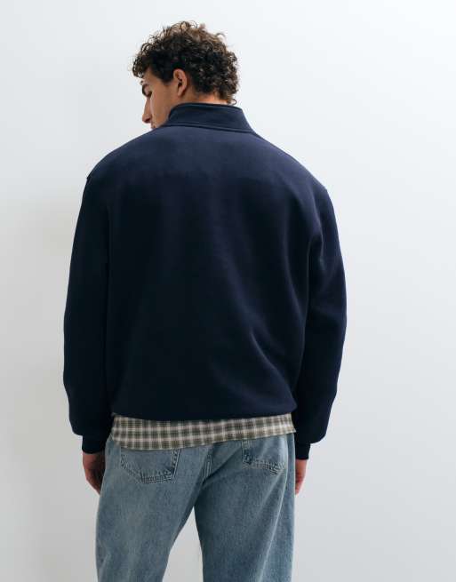 ASOS DESIGN essentials sweat-shirt relaxed à quart de zip bleu marine, 4 de 5