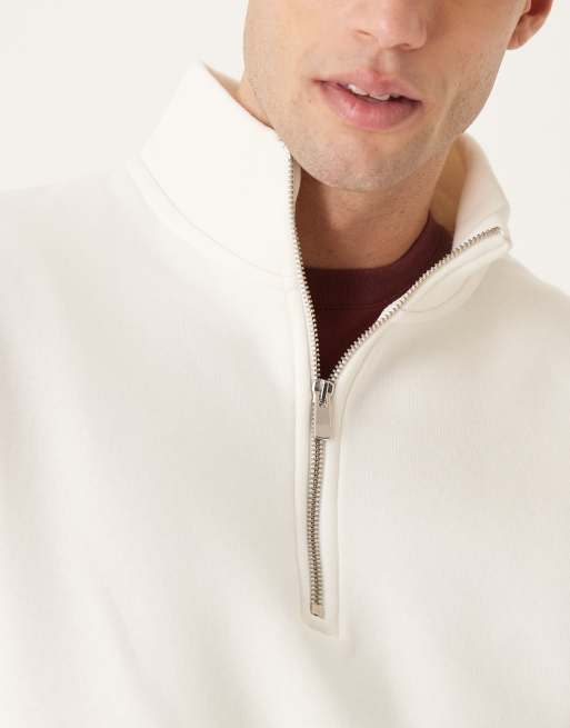 ASOS DESIGN - Essentials - Sweatshirt met kwartrits in gebroken wit, 5 van 5
