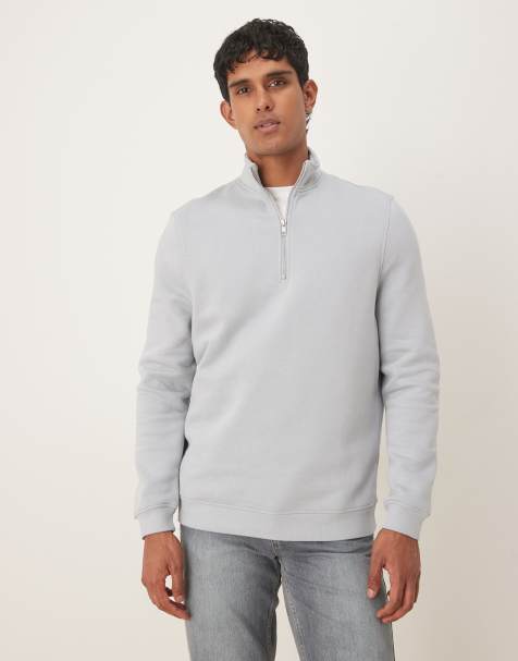 ASOS DESIGN - Essentials - Sweatshirt met kwartrits in grijs - view 1