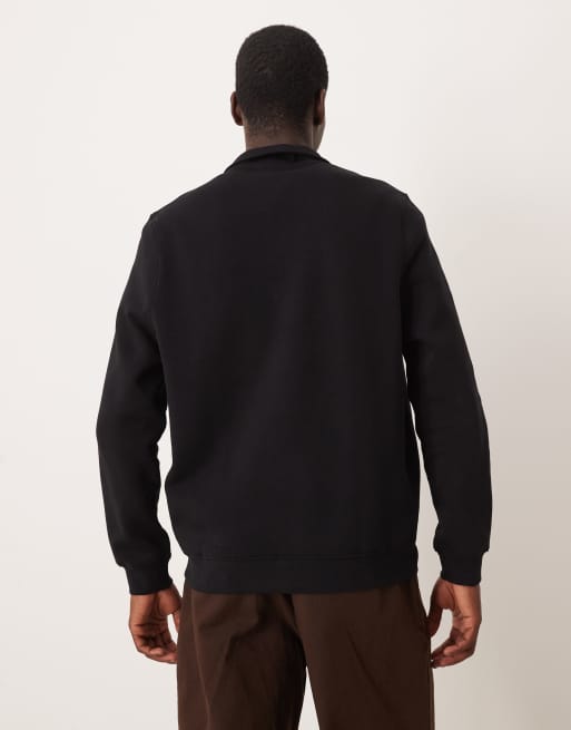 ASOS DESIGN essentials sweatshirt with quarter zip in black, 3 of 5