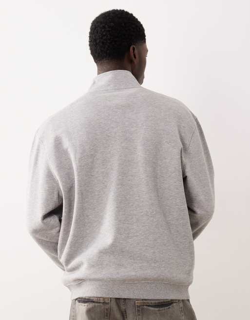 ASOS DESIGN sweatshirt with half zip in gray marl