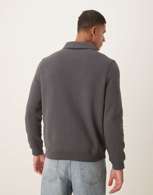 ASOS DESIGN Essentials – Szara bluza z zamkiem pod szyją i kołnierzykiem, 3 z 5